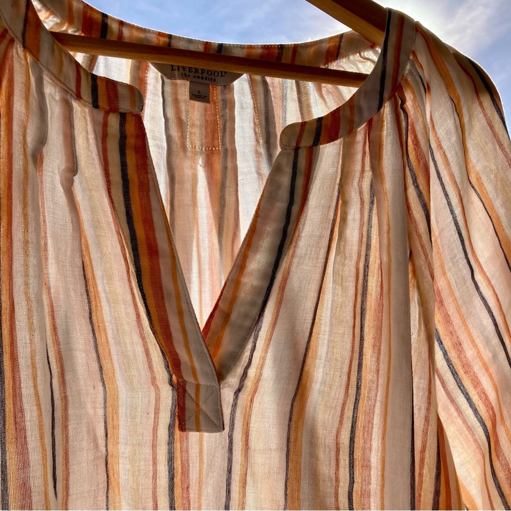 LIVERPOOL Los Angeles Striped Cotton Raglan Blouse Size L NWT - Picture 9 of 17